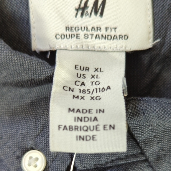NEW H&M Blue Casual Button Down Shirt with Long Sleeves - Picture 9 of 11